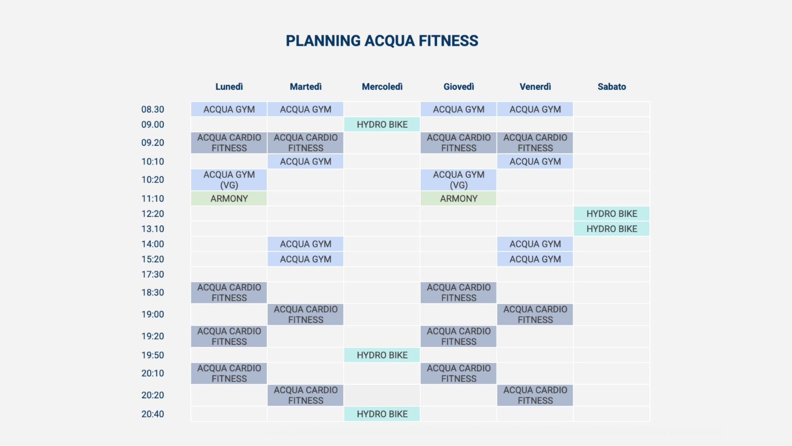 Palinsesto acqua fitness Gennaio 2026_Netium Giovinazzo
